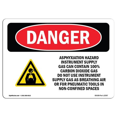 SIGNMISSION Safety Sign, OSHA Danger, 12" Height, 18" Width, Aluminum, Asphyxiation Hazard Instrument, Landscape OS-DS-A-1218-L-2397